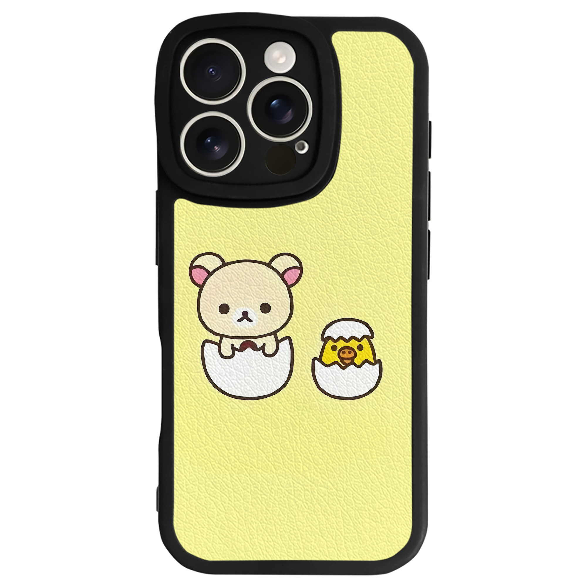 （画像用） リラックマ リラックマ キイロイトリ Rilakkuma Korilakkuma Kiiroitori 【iPhone 16シリーズ対応】シリコンスマホケース（レザー調） 材質：シリコン